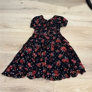 Ivy City Co Black and Red Floral Kids Dress